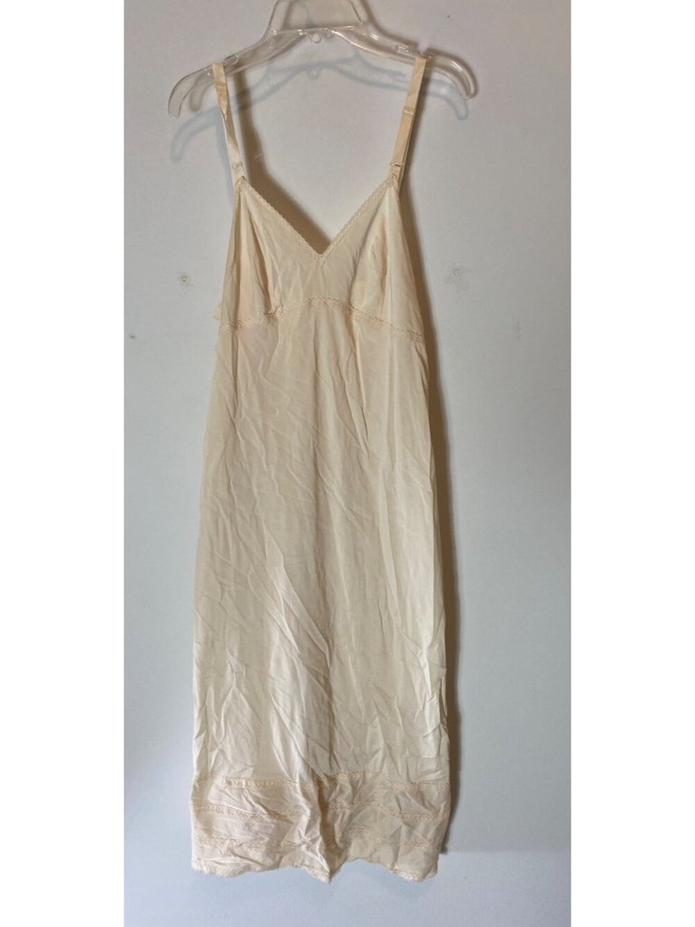 Vintage Lorraine Beige Nylon Full Slip Lace Tall 38 USA